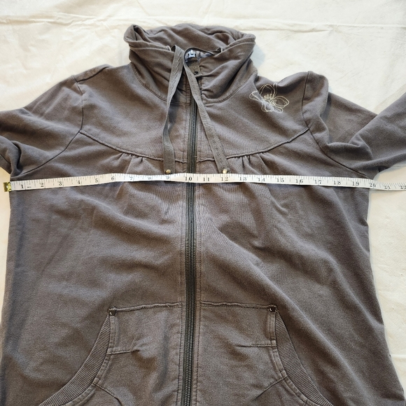 Lole Size Large Gray Hooded Zip-Up Jacket with Embroidery - Picture 3 of 6